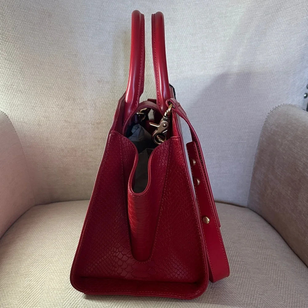 ZAC Zac Posen Vibrant Red Leather Satchel NWT